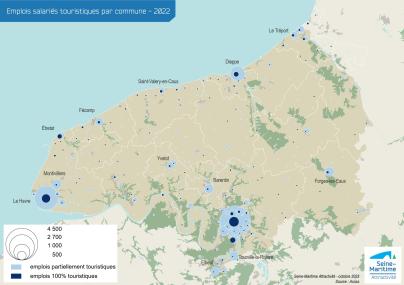 Carte des emplois touristiques en Seine-Maritime