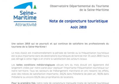 Note de conjoncture touristique août 2018 en Seine-Maritime
