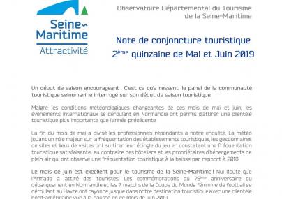 Note de conjoncture touristique 15 mai juin 2019 en Seine-Maritime Note de conjoncture touristique 15 mai juin 2019 en Seine-Maritime