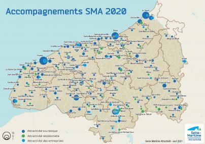 Carte des accompagnements réalisés par SMA en 2020