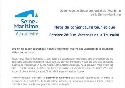 Note de conjoncture touristique octobre 2018 en Seine-Maritime @SMA76 Note de conjoncture touristique octobre 2018 en Seine-Maritime