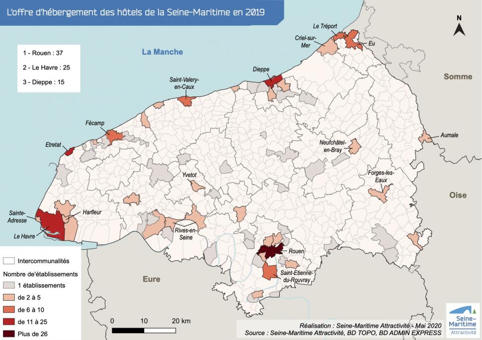 L'offre d'hébergement dans les hôtels de la Seine-Maritime en 2019@SMA L'offre d'hébergement dans les hôtels de la Seine-Maritime en 2019@SMA