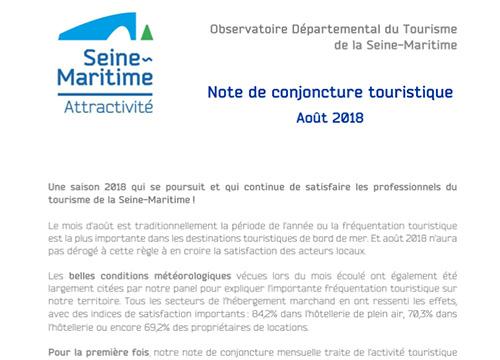 Note de conjoncture touristique août 2018 en Seine-Maritime @SMA76 Note de conjoncture touristique août 2018 en Seine-Maritime