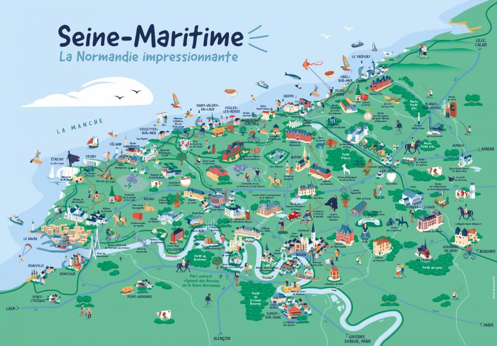 Carte illustrée de la Seine-Maritime