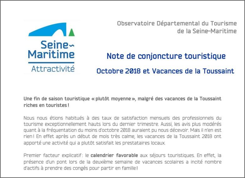 Note de conjoncture touristique octobre 2018 en Seine-Maritime @SMA76 Note de conjoncture touristique octobre 2018 en Seine-Maritime