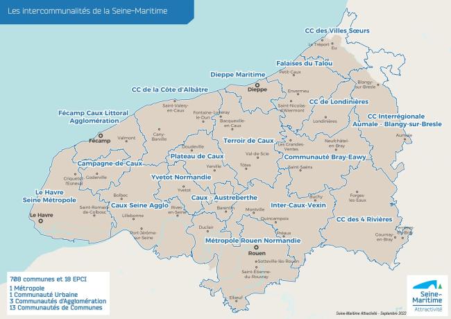 Carte des EPCI de la Seine-Maritime 