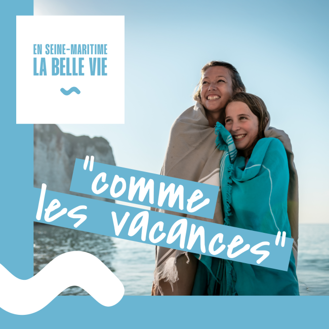 Baignade en famille le long des falaises de la Côte d'Albâtre