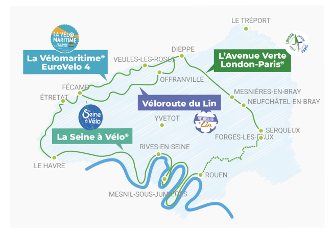 Carte du tour de la Seine-Maritime à vélo