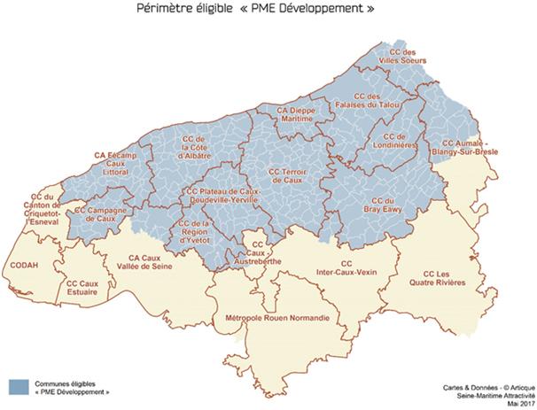 Carte des territoires éligibles au fond PME Développement Carte des territoires éligibles au fond PME Développement